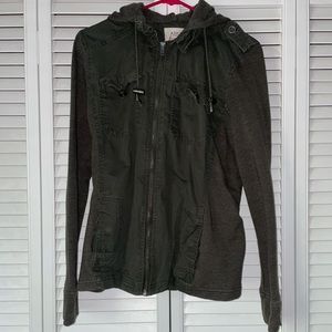 Green & Gray Zip-up Bomber Jacket